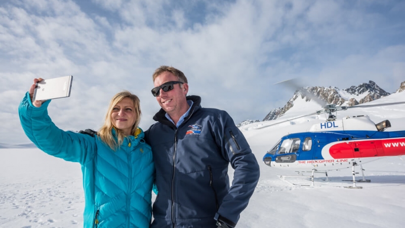 The Helicopter Line West Coast Glacier Selfie With a Chopper Pilot